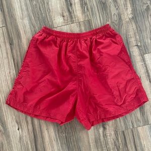 Vintage y2k Nike Red Nylon Swim Trunks Athletic Shorts Medium